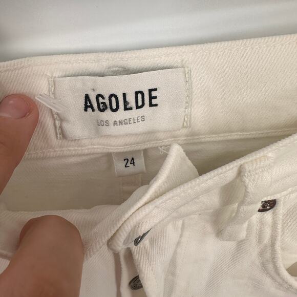 AGOLDE NWT Riley Crop Ankle Denim Jean in White Whip // 24 - Picture 6 of 13